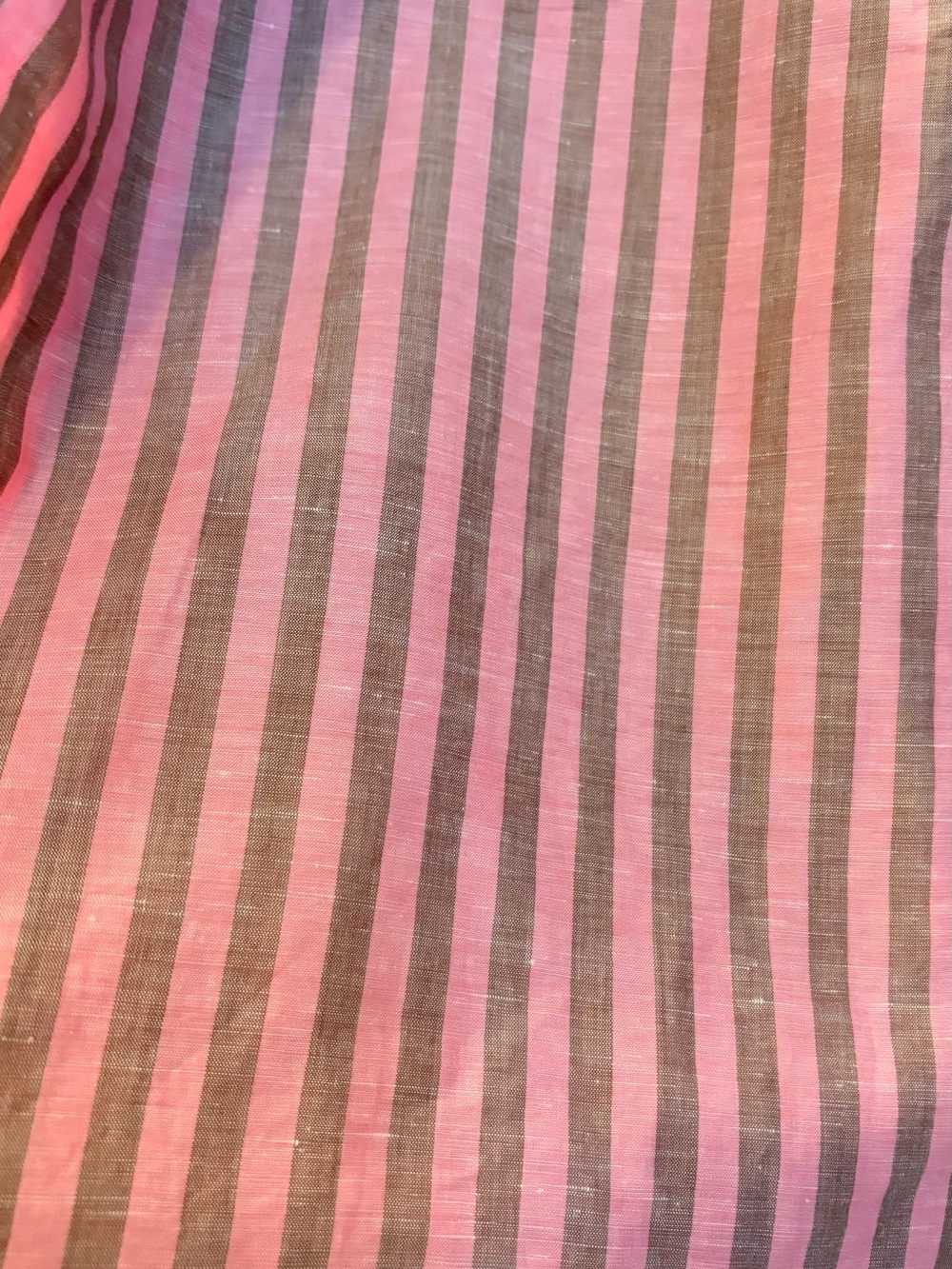 ANN MASHBURN Pink and Gray Striped Linen/Cotton Shirt - Picture 6 of 10